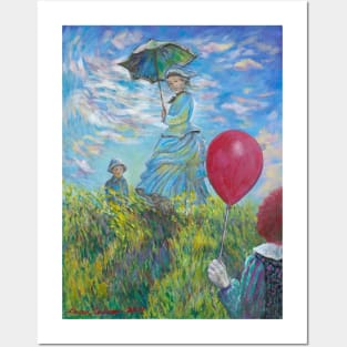 Woman with a Parasol, Clown with a Balloon Posters and Art